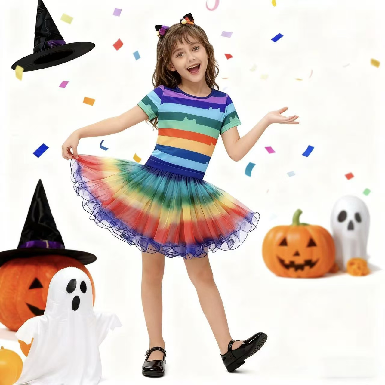 Baby Tutu Skirt - Girls Rainbow Striped T-Shirt Tutu Skirt