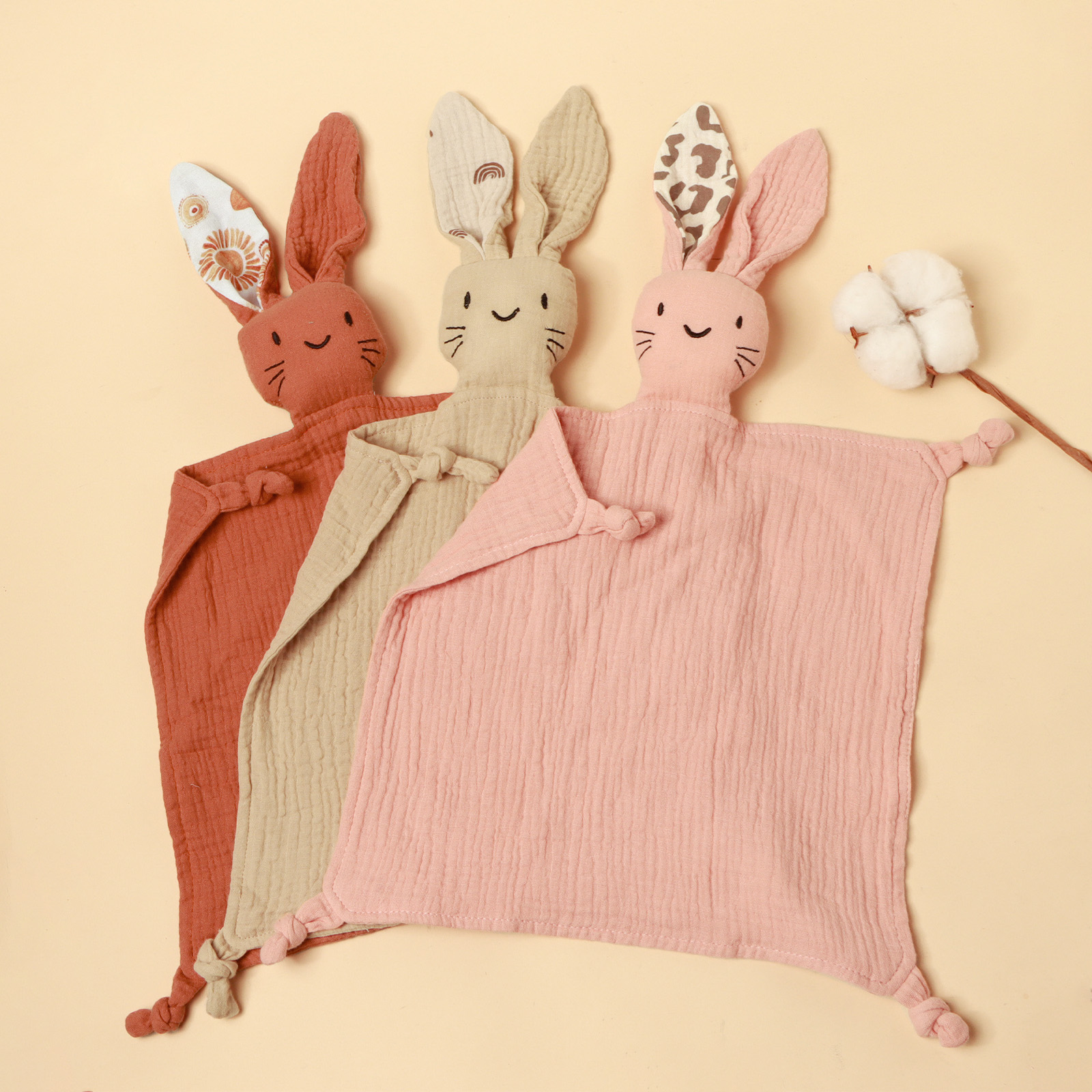 Baby Clothing Fabric - Embroidered Drool Bibs With Different Ears