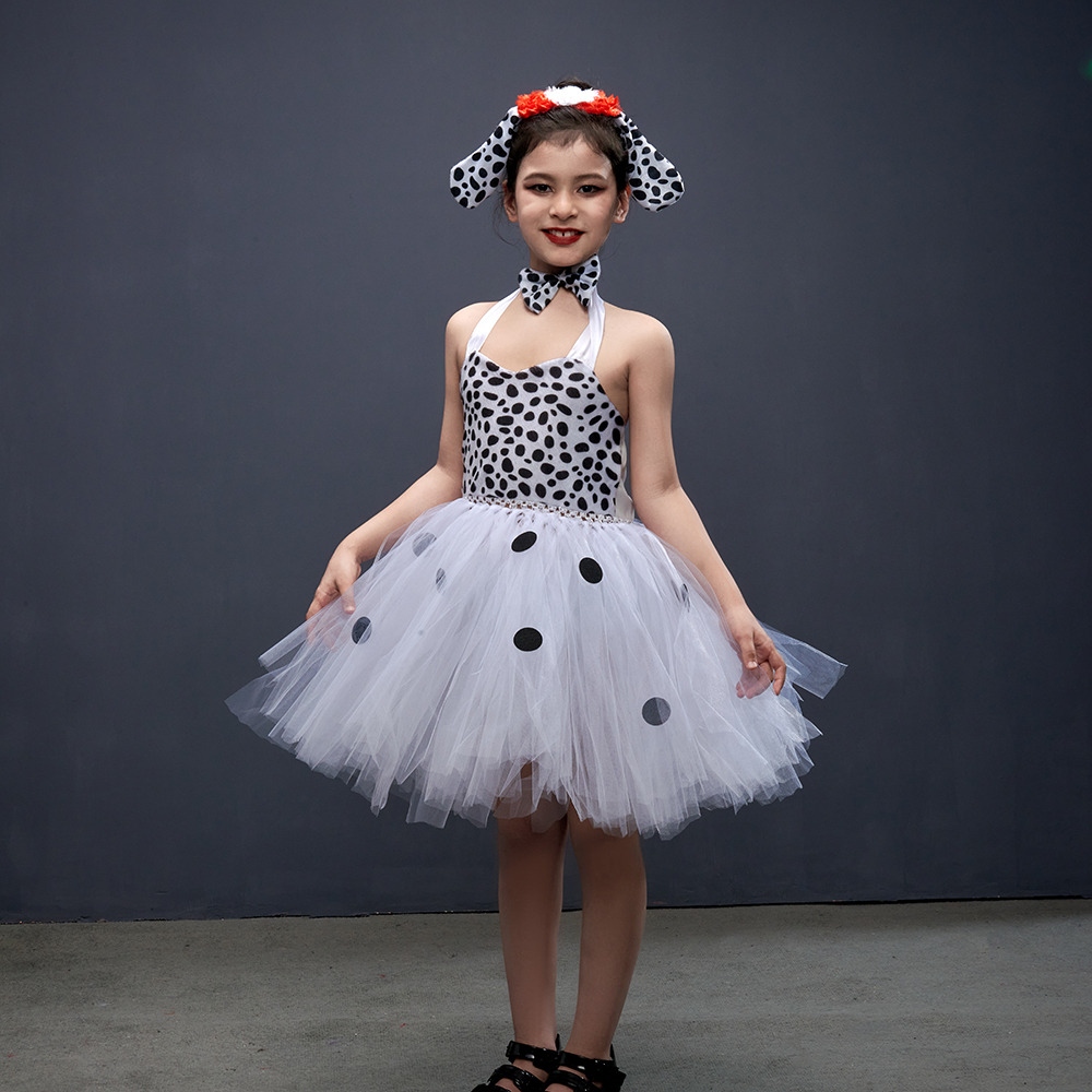 Baby Tutu Skirt - Girls Dalmatian Halloween Costume Polka Dot