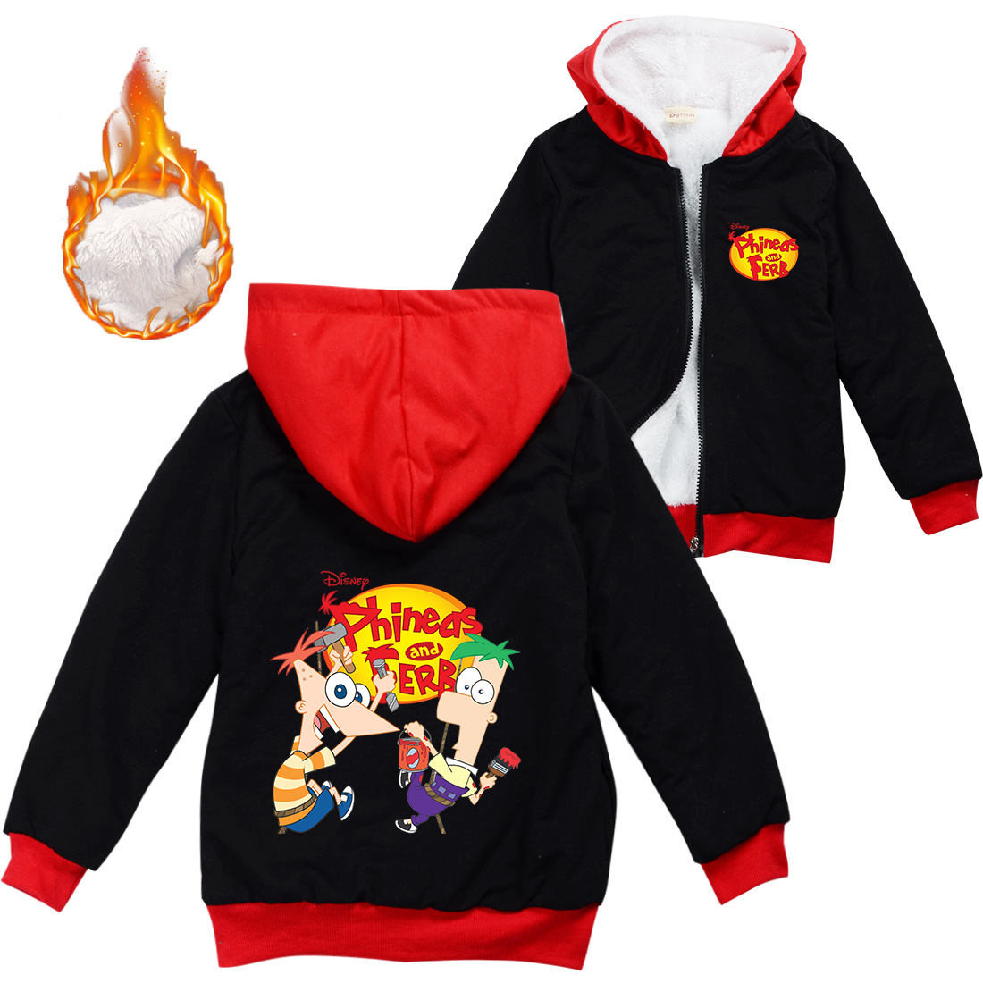 Baby Clothing Zipper - Cartoon Phineas And Ferb Warm Hoodies