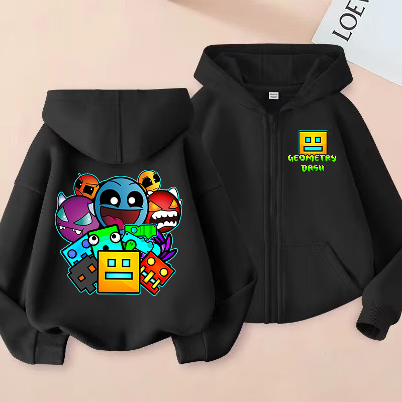 Baby Clothing Zipper - Funny Zip Up Sweatshirts Geometry Dash