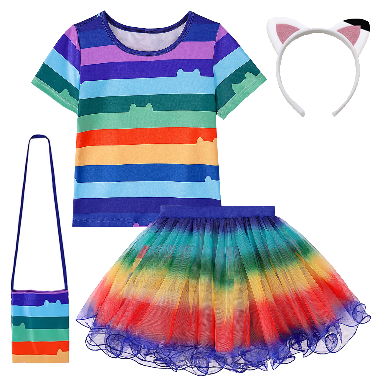Girls Rainbow Striped T-Shirt  - Baby Tutu Skirt のレビューと価格