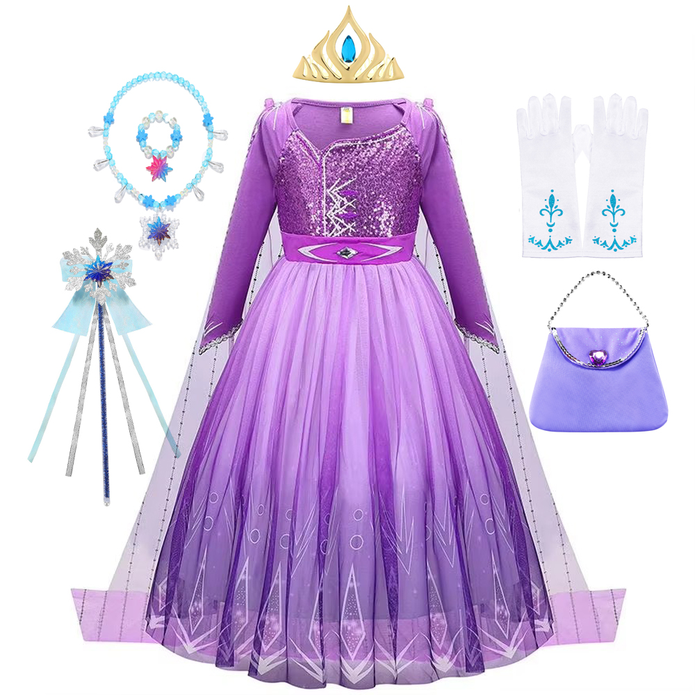 Purple Elsa Dress Girls Hallow - Baby Q Clothing のレビューと価格