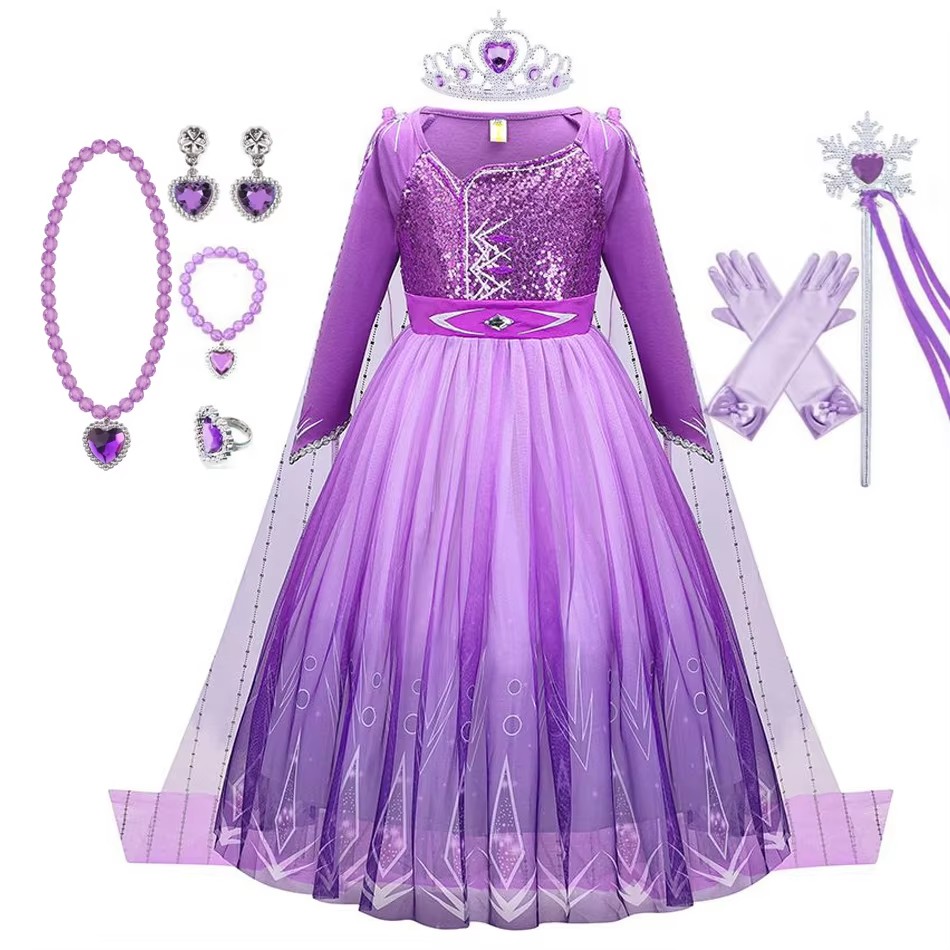 Purple Elsa Dress Girls Hallow - Baby Q Clothing のレビューと価格
