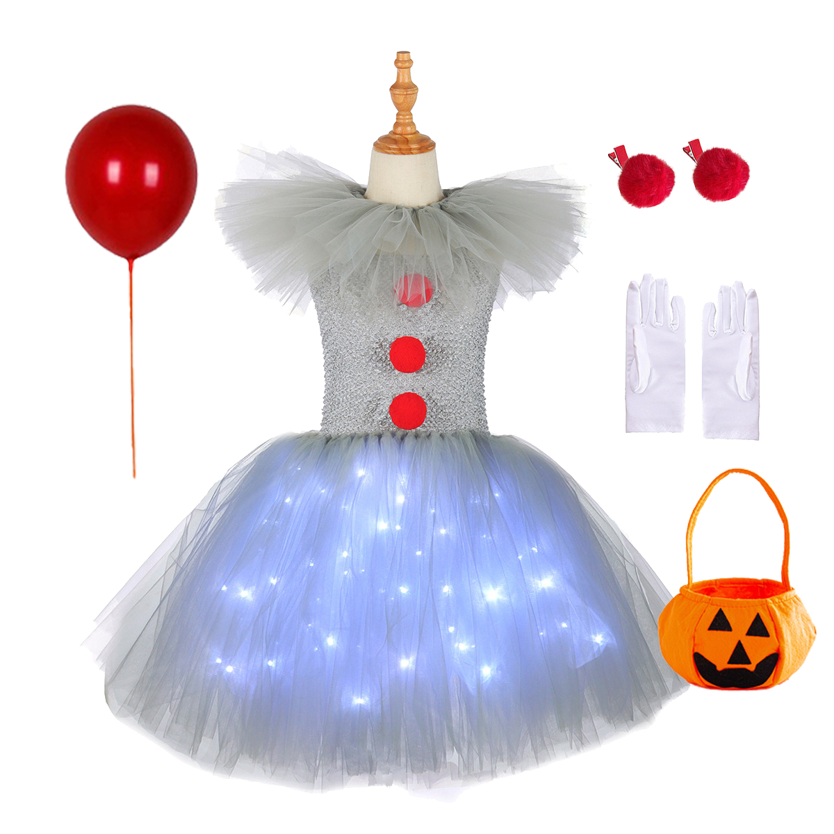 Gray Joker Girls Halloween LED - Baby Tutu Skirt のレビューと価格