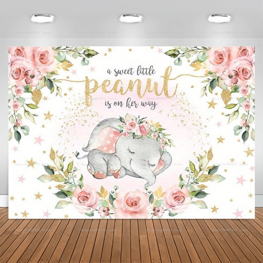Elephant Flower Backdrop Pink  - Baby Clothing Elephant のレビューと価格