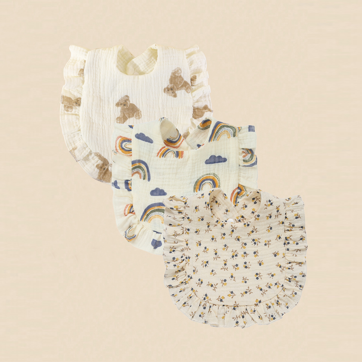 3pcs/set Baby Muslin Bibs Soft - Baby Clothing Fabric のレビューと価格