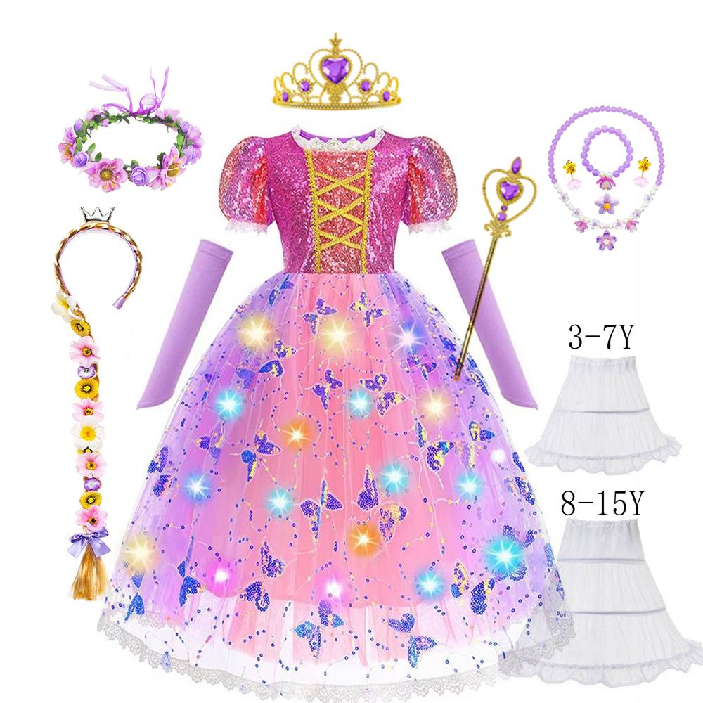 Girl Rapunzel Dress LED Light  - Baby Q Clothing のレビューと価格