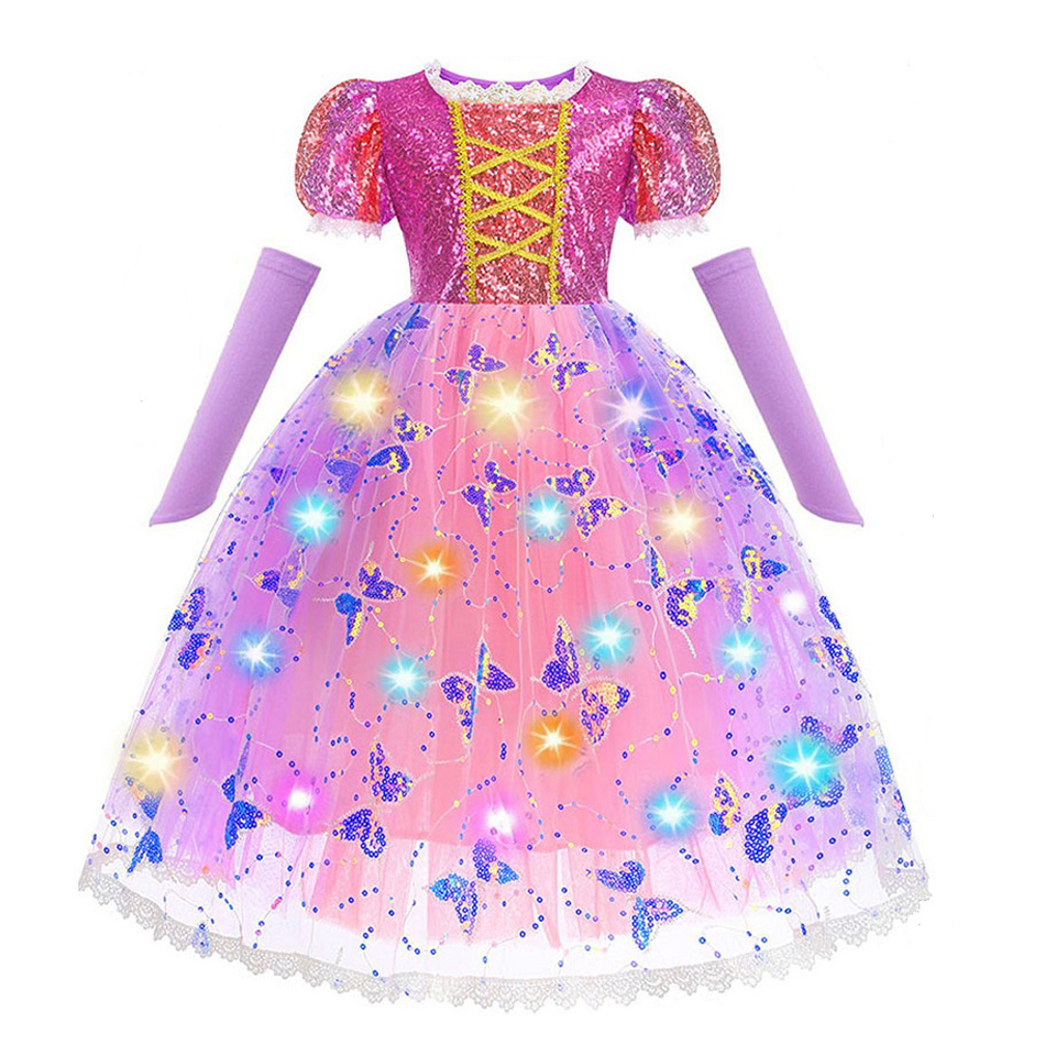 Girl Rapunzel Dress LED Light  - Baby Q Clothing のレビューと価格